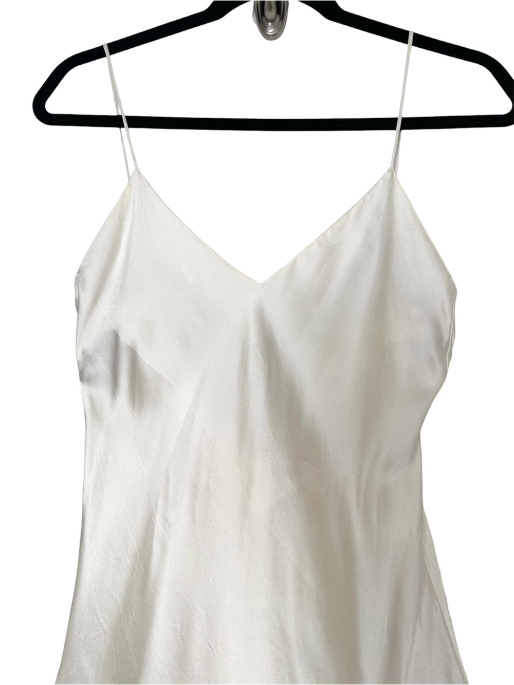 Vintage Ivory 100% Silk Slip Dress Spaghetti Strap Romantic Minimalist Bias Cut - Picture 2 of 10